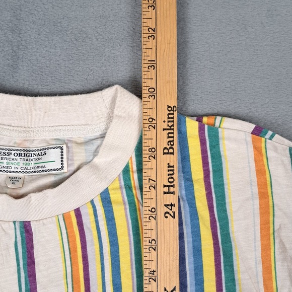 Vintage Y2K Guess‎ Jeans Los Angeles T-Shirt Mens XL Multicolor Vertical Striped - Picture 8 of 9